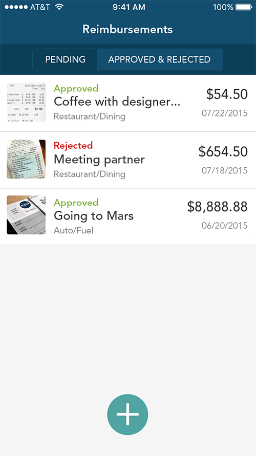Approved and rejected reimbursement states preview