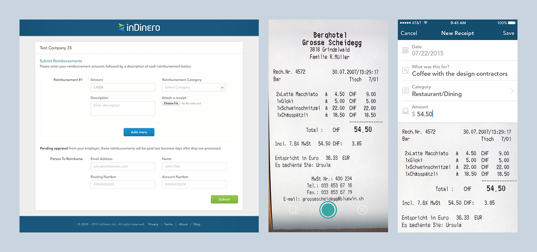 Web reimbursement form