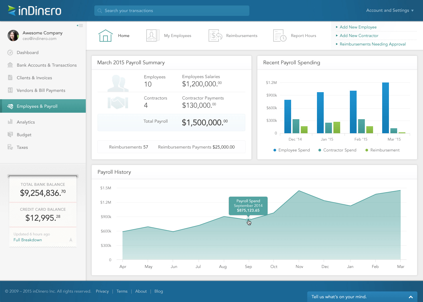 Owner payroll and reimbursements home
