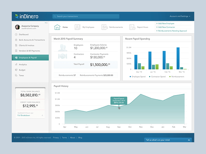 inDinero Employees and Payroll overview