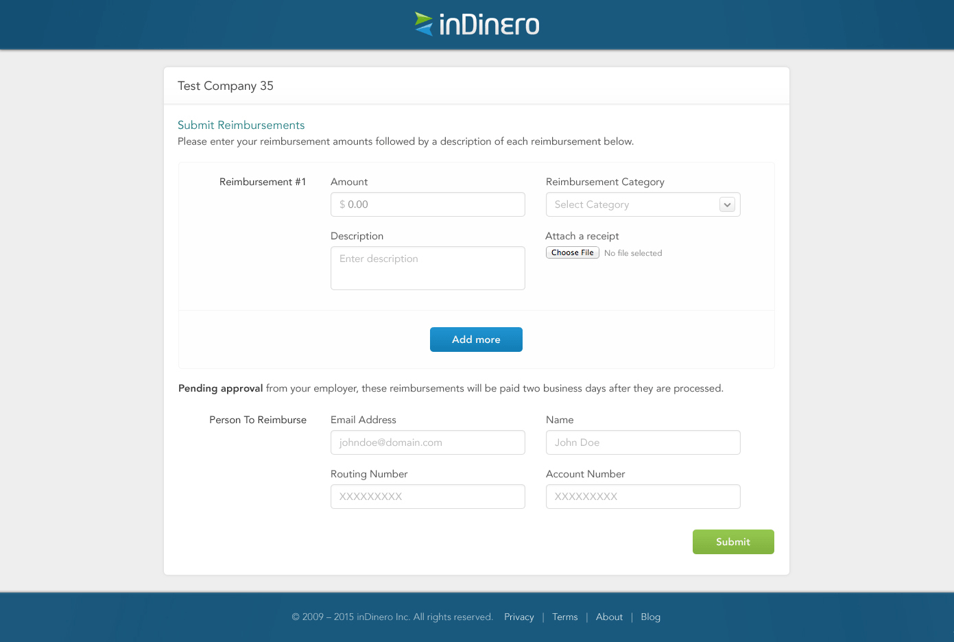 Employee reimbursement submission